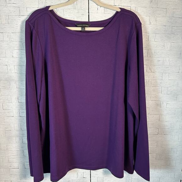 Banana Republic soft long sleeve t-shirt dark purple normcore casual plus size ￼ - Picture 1 of 10